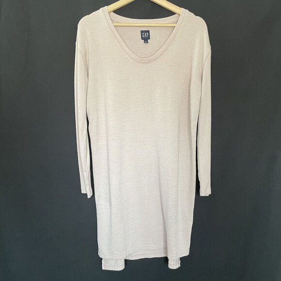 GAP soft pink long tunic style sweater top women's size small casual v-neck - Picture 1 of 8